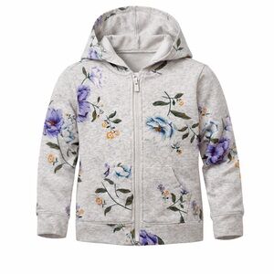 Old Navy Toddler Girl Gray All Over Floral Print Full Zip Hoodie Sweatshirt 4T